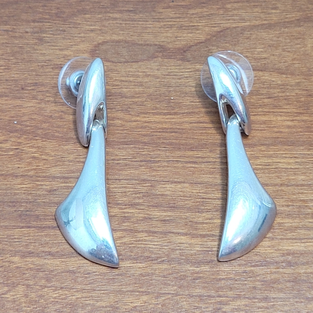 SILVERTONE | Hinged Modernist Earrings